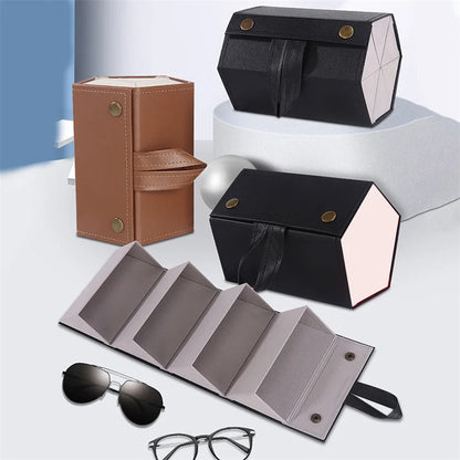 3/5 Grids Glasses Case Travel Folding Storage Display Sunglasses Case Home Storage Portable Foldablewall Hanging Case