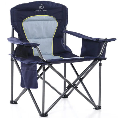 Alpha Camp Oversized Outdoors Folding Camping Chair Heavy Duty Arm Chair with Cup Holder and Storage Bag, 350 LBS Weight Capacity