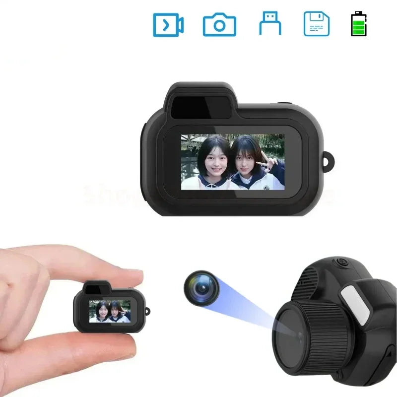 Mini HD 1080P Camera: Compact, Vintage Design, with Screen and TF Card Support