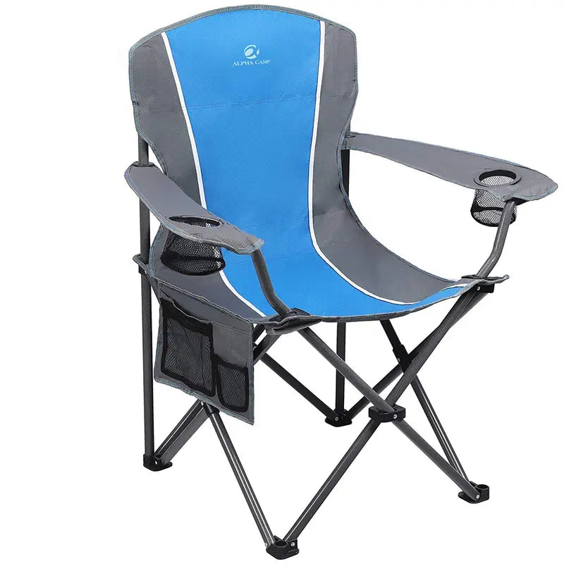 Alpha Camp Oversized Outdoors Folding Camping Chair Heavy Duty Arm Chair with Cup Holder and Storage Bag, 350 LBS Weight Capacity